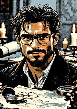 Man with Map and Compasses