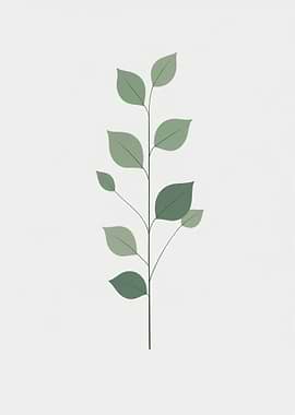 Green Leaf Branch on White Background