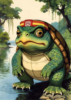 Cartoon Turtle with Headband by River
