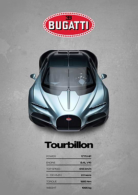 Bugatti Tourbillon Car Specs Poster