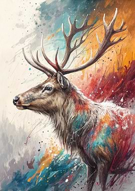 Colorful Deer Portrait