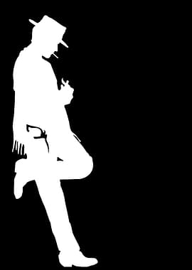 White Silhouette of a Man with Hat