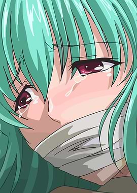 Anime Girl Crying with Mouth Covered