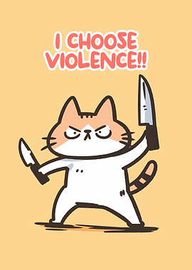 I Choose Violence Cat Cartoon