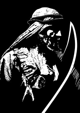 Monochrome Arab Warrior with Sword