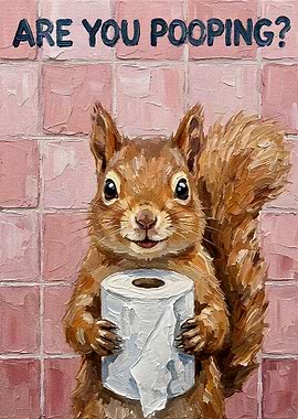 Squirrel with Toilet Paper Painting