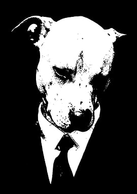 Dog in Suit Black and White