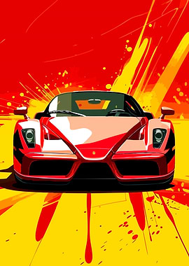 Red Ferrari Enzo Pop Art