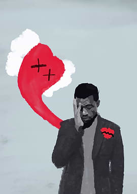 Heartbreak Illustration with Man and Heart
