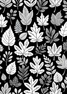 Black and White Leaf Pattern
