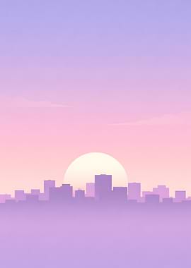 Pastel Cityscape Sunset