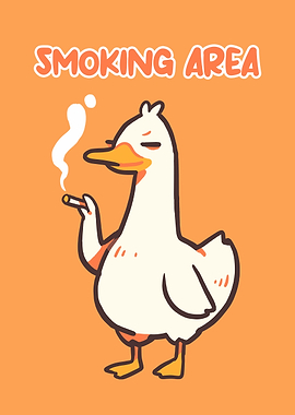 Smoking Duck Cartoon Sign