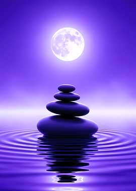 Zen Stones Under Moonlight