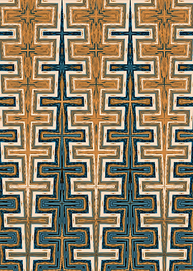 Abstract Geometric Pattern in Blue and Gold