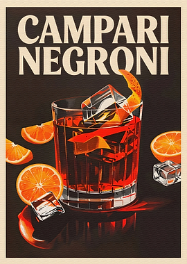 Retro Campari Negroni Cocktail