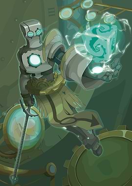 Steampunk Robot with Magic Cube