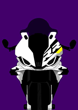 Motorcycle Front View on Purple Background