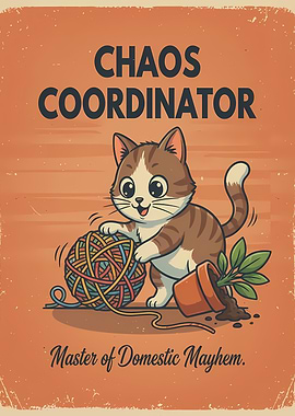 Chaos Coordinator Cat Cartoon Poster