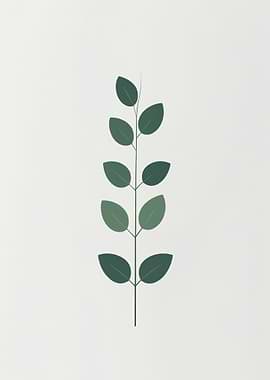 Minimalist Green Leaf Branch Illustration