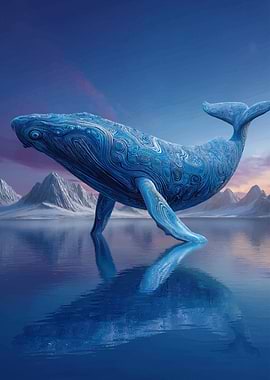 Blue Whale in Arctic Landscape