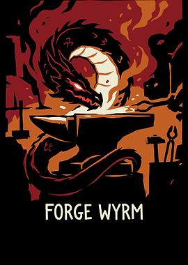 Forge Wyrm Dragon Blacksmith Illustration