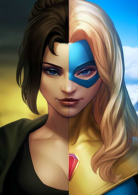 Dual Identity Superheroine Portrait