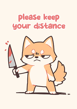 Keep Distance Shiba Inu with Knife
