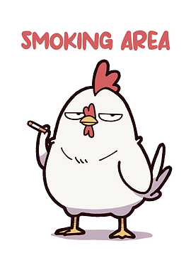 Smoking Chicken Cartoon Illustration