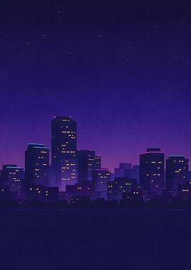 Night Cityscape with Stars