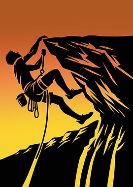 Silhouette of a Rock Climber