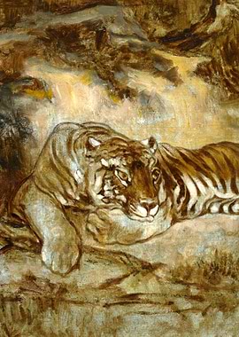 Tiger at Rest Painting