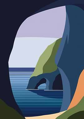 Coastal Cave View Minimalist Art