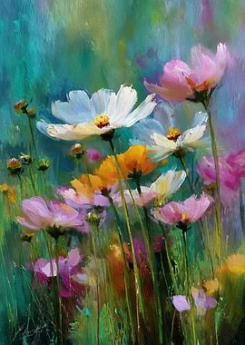 Floral Painting: Cosmos Flowers