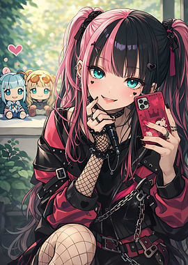 Anime Girl Wall Art – Kawaii Goth E-Girl Aesthetic Anime Poster
