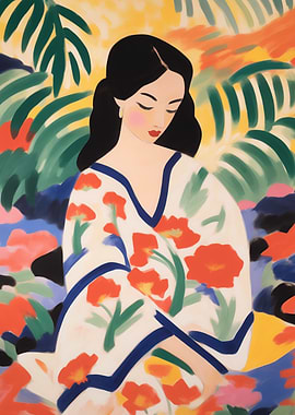 Woman in Kimono Painting