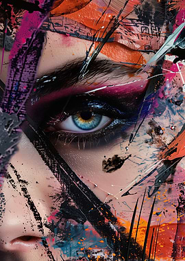 Abstract Eye Portrait with Vibrant Colors