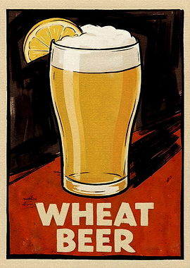 Retro Wheat Beer with Lemon Slice