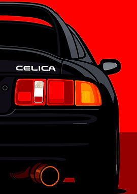 Black Celica Car Rear View