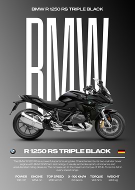 BMW R 1250 RS Triple Black Motorcycle Poster