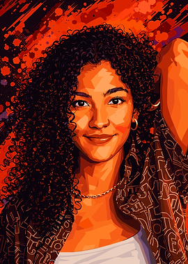 Portrait of a Olivia Dean with Curly Hair