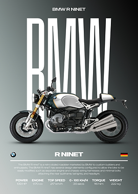 BMW R NineT Motorcycle Poster