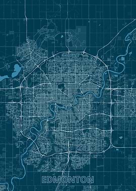 Edmonton City Map Blueprint Style