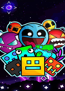 Geometry Dash Characters in Space