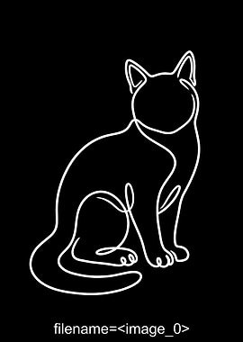 Minimalist Cat Line Art on Black
