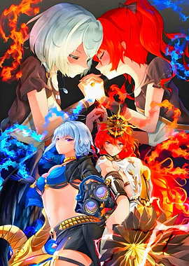 Anime Girls with Fire and Ice