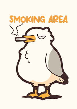 Smoking Area Cartoon Seagull