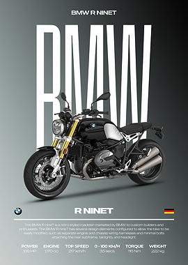 BMW R NineT Motorcycle Poster