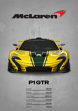 McLaren P1 GTR Car Poster