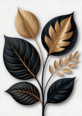 Elegant Black and Gold Leaf Arrangement