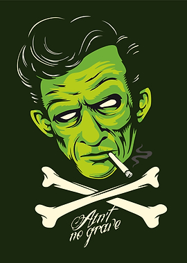 Green Zombie with Cigarette and Crossbones